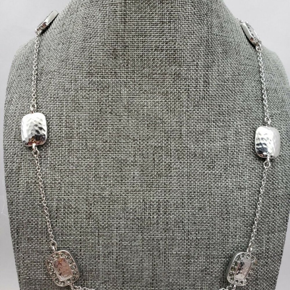 Monet  Silvertone with Clear Rhinestone Necklace